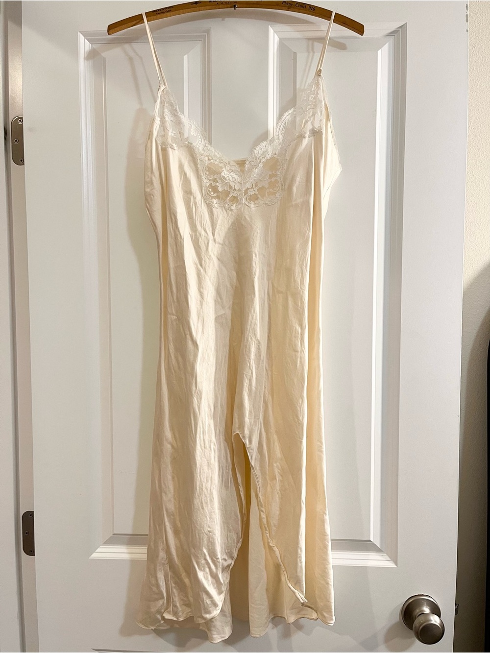 Vintage Nordstrom Cream Lace-Trim Silk Slip Chemise